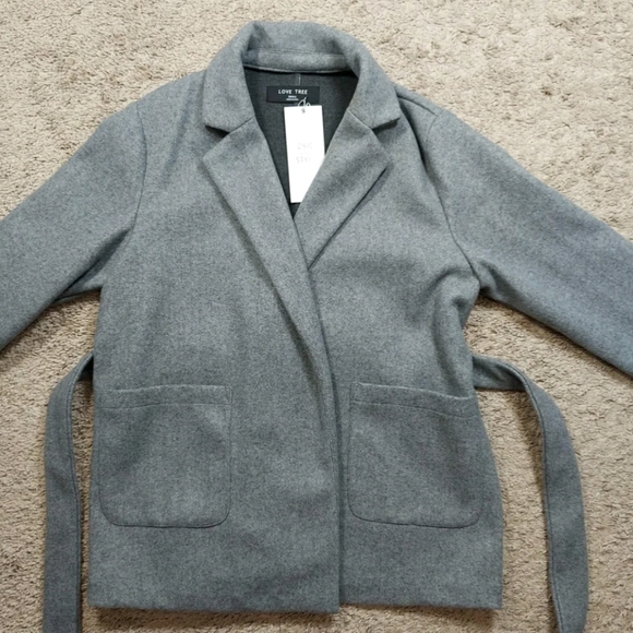 NWT double breasted Belted Jacket Coat grey Small / Medium Runs big - Picture 5 of 7